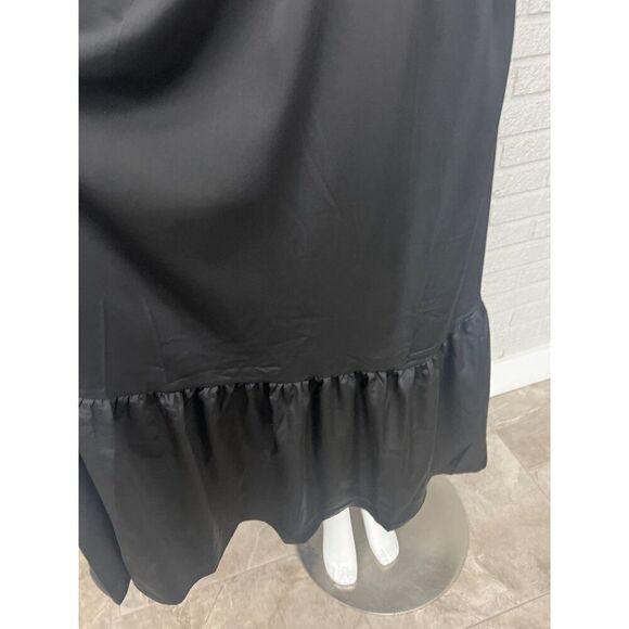 Inspired Hearts Women Black Satin Halter Dress with Cut-Out on Back Size L - Picture 9 of 13